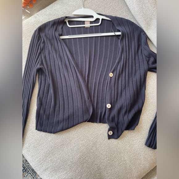 H&M Blue Ribbed Button-Up Cardigan - Picture 3 of 3
